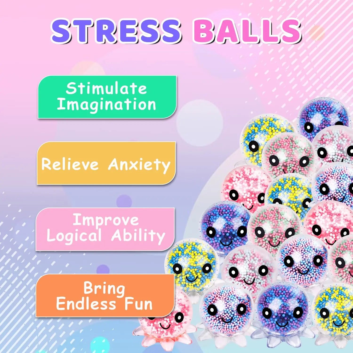 HUGSUR Octopus Bubble Pop Squish — 12-Pack Sensory Stress Balls for Adults & Kids
