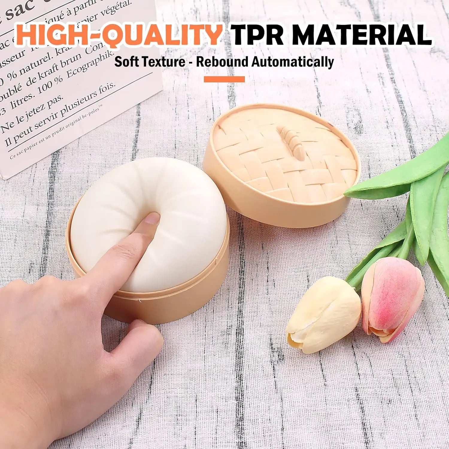 HUGSUR Bao Squish — Slow-Rise Dumpling Stress Toy with Mini Steamer