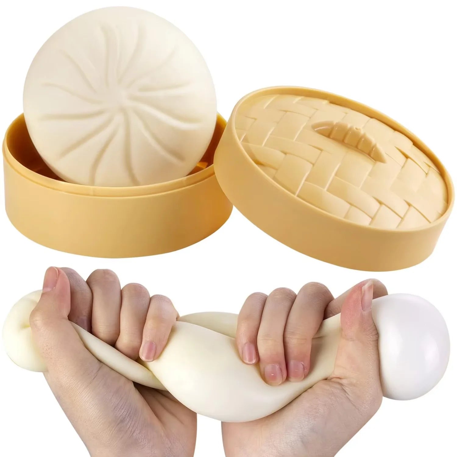 HUGSUR Bao Squish — Slow-Rise Dumpling Stress Toy with Mini Steamer